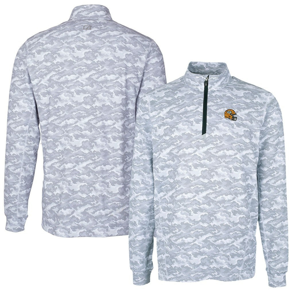 Cutter & Buck Helmet Traverse Camo Print Stretch Quarter-Zip Pullover Top - Green Bay Packers Pullover