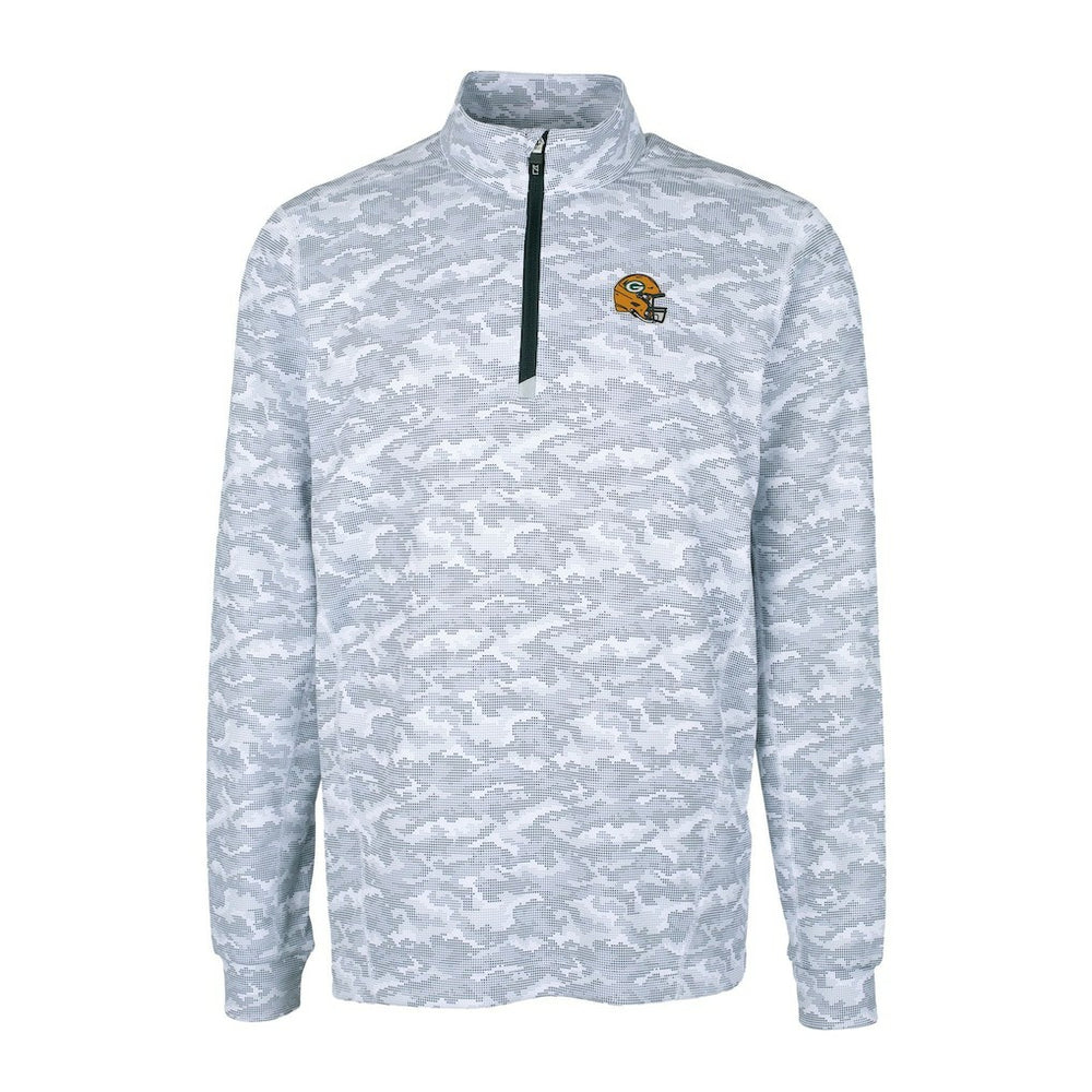 Cutter & Buck Helmet Traverse Camo Print Stretch Quarter-Zip Pullover Top - Green Bay Packers Pullover