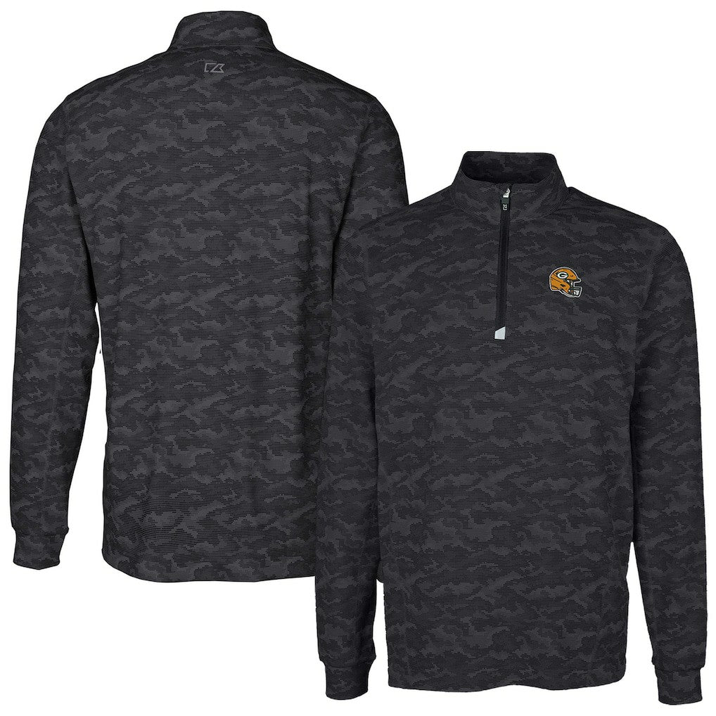 Cutter & Buck Helmet Traverse Camo Print Stretch Quarter-Zip Pullover Top - Green Bay Packers Pullover