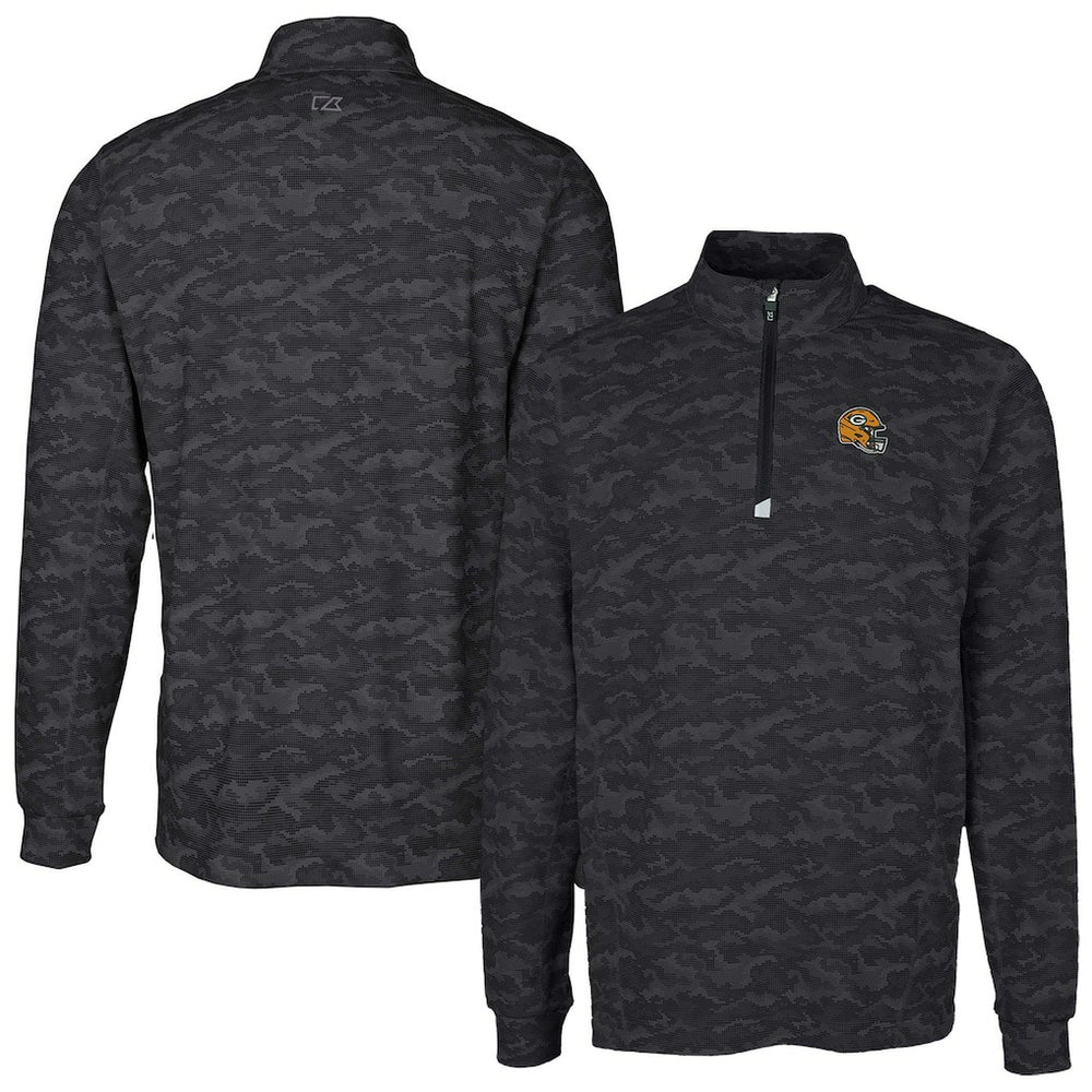 Cutter & Buck Helmet Traverse Camo Print Stretch Quarter-Zip Pullover Top - Green Bay Packers Pullover