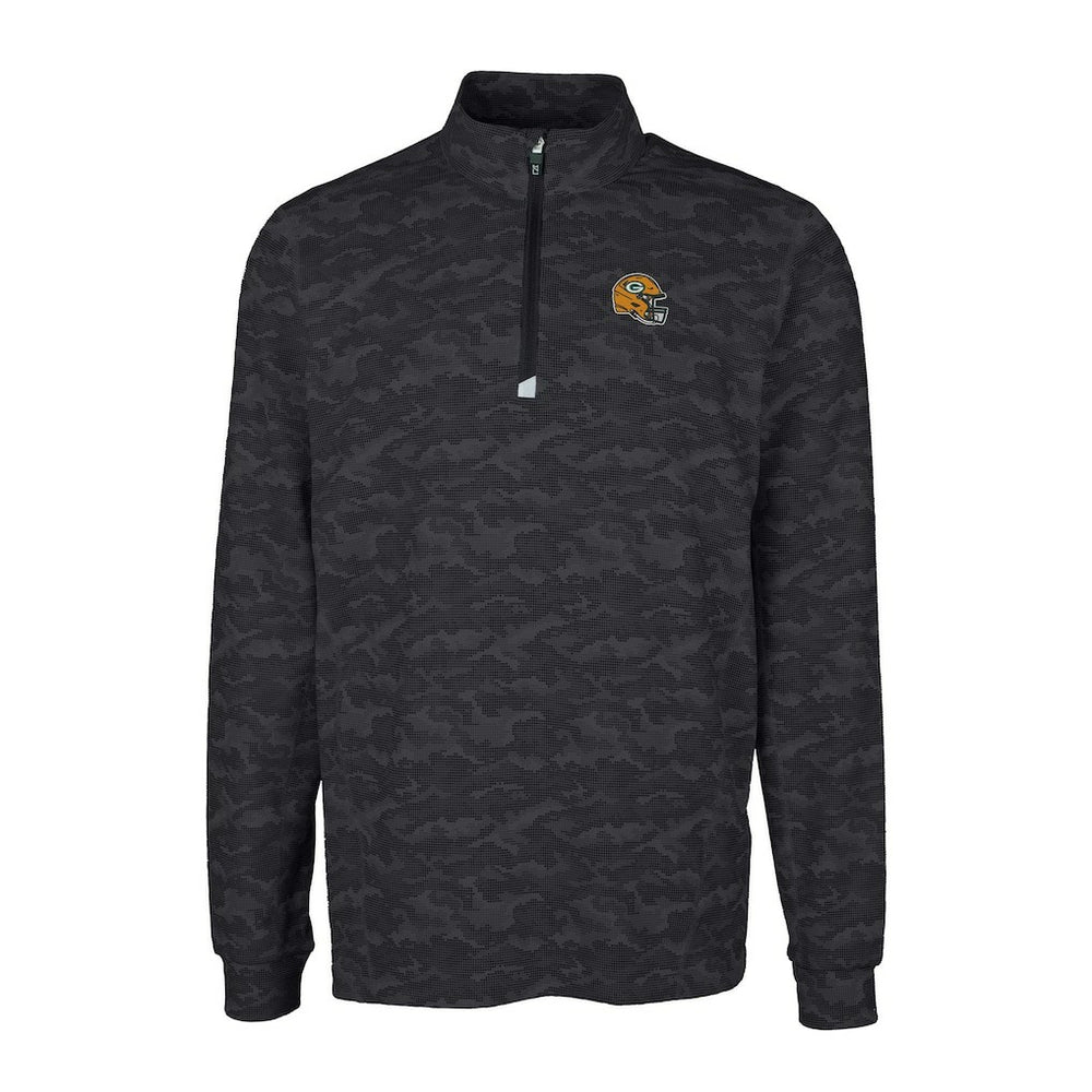 Cutter & Buck Helmet Traverse Camo Print Stretch Quarter-Zip Pullover Top - Green Bay Packers Pullover