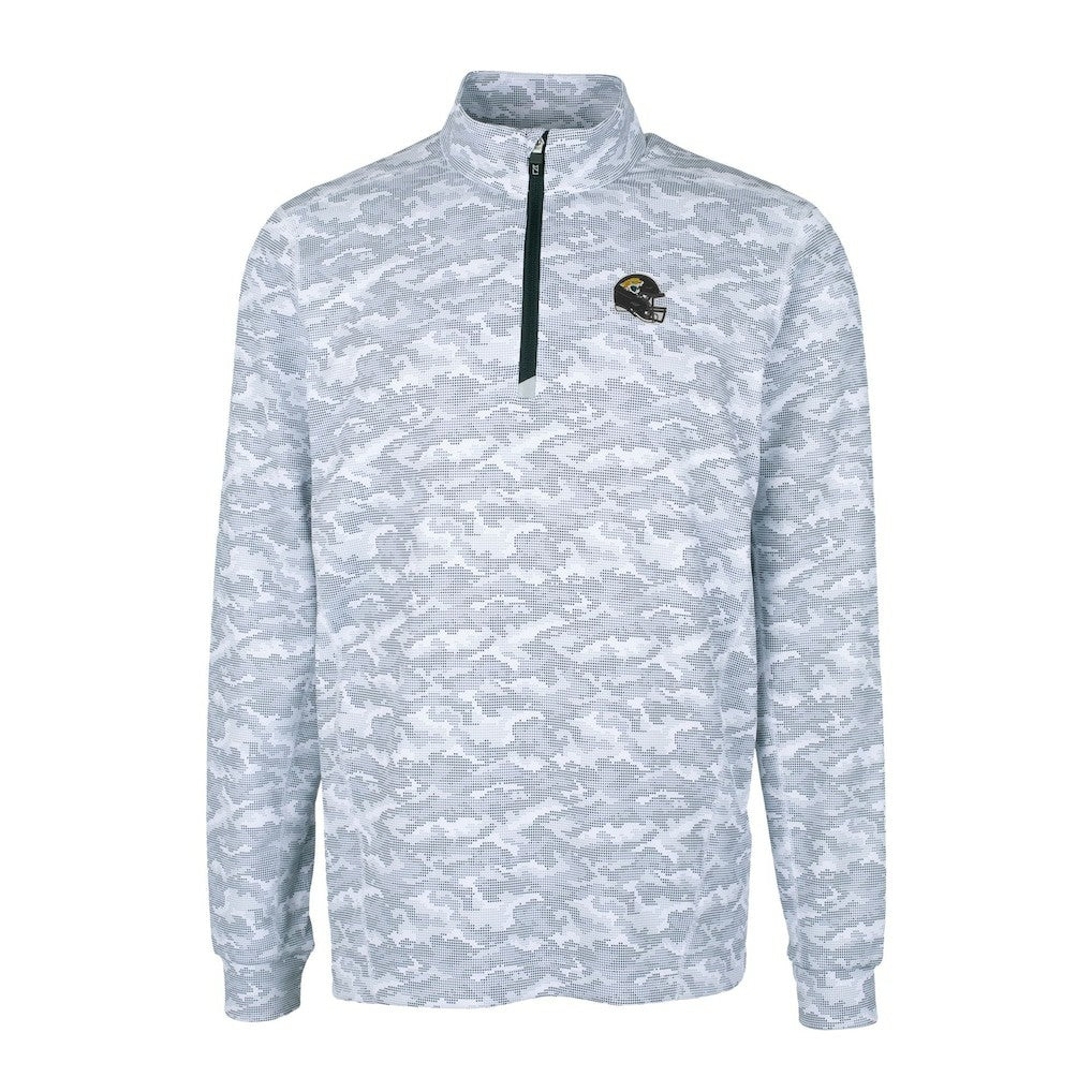 Cutter & Buck Helmet Traverse Camo Print Stretch Quarter-Zip Pullover Top - Jacksonville Jaguars Pullover