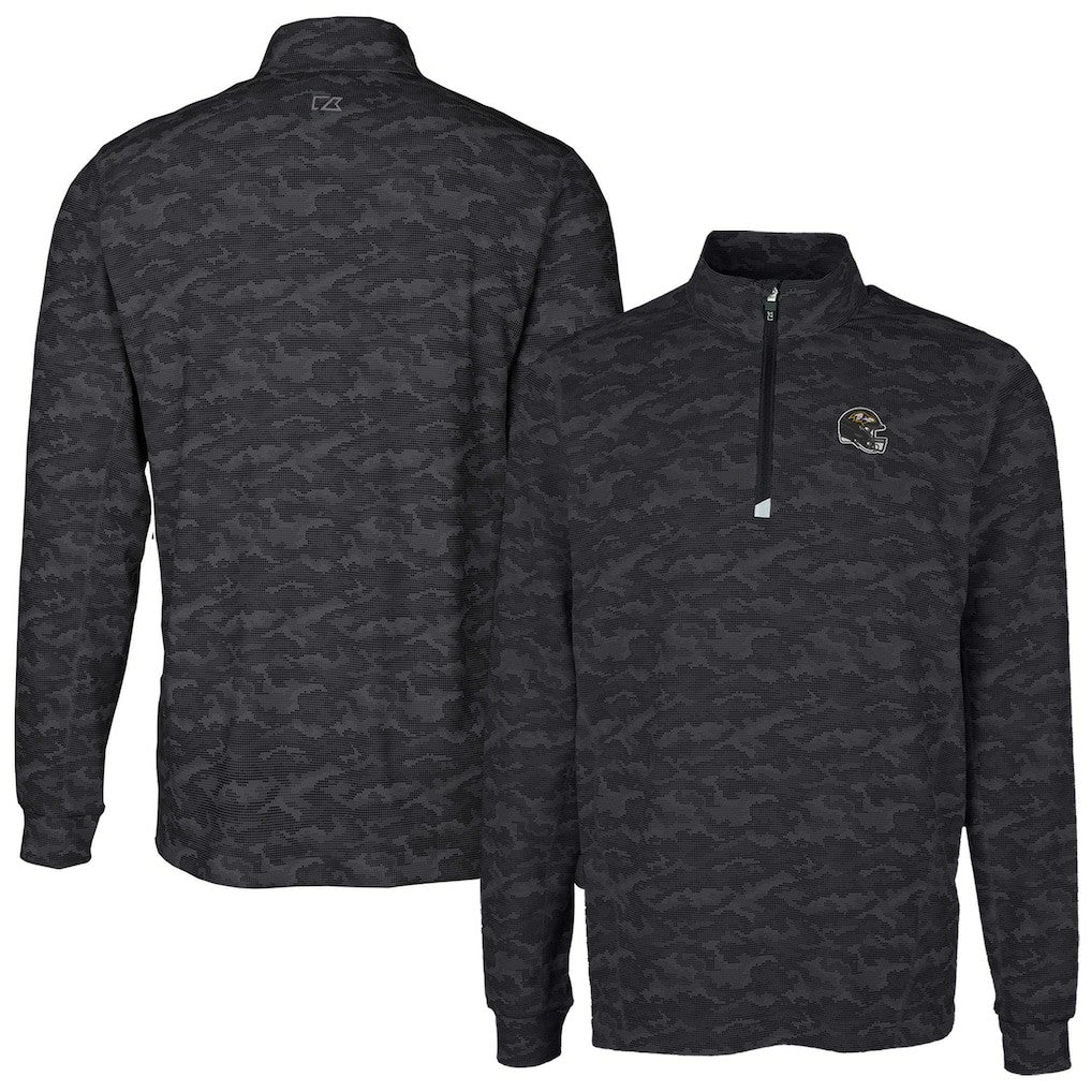 Cutter & Buck Helmet Traverse Camo Print Stretch Quarter-Zip Pullover Top - Baltimore Ravens Pullover