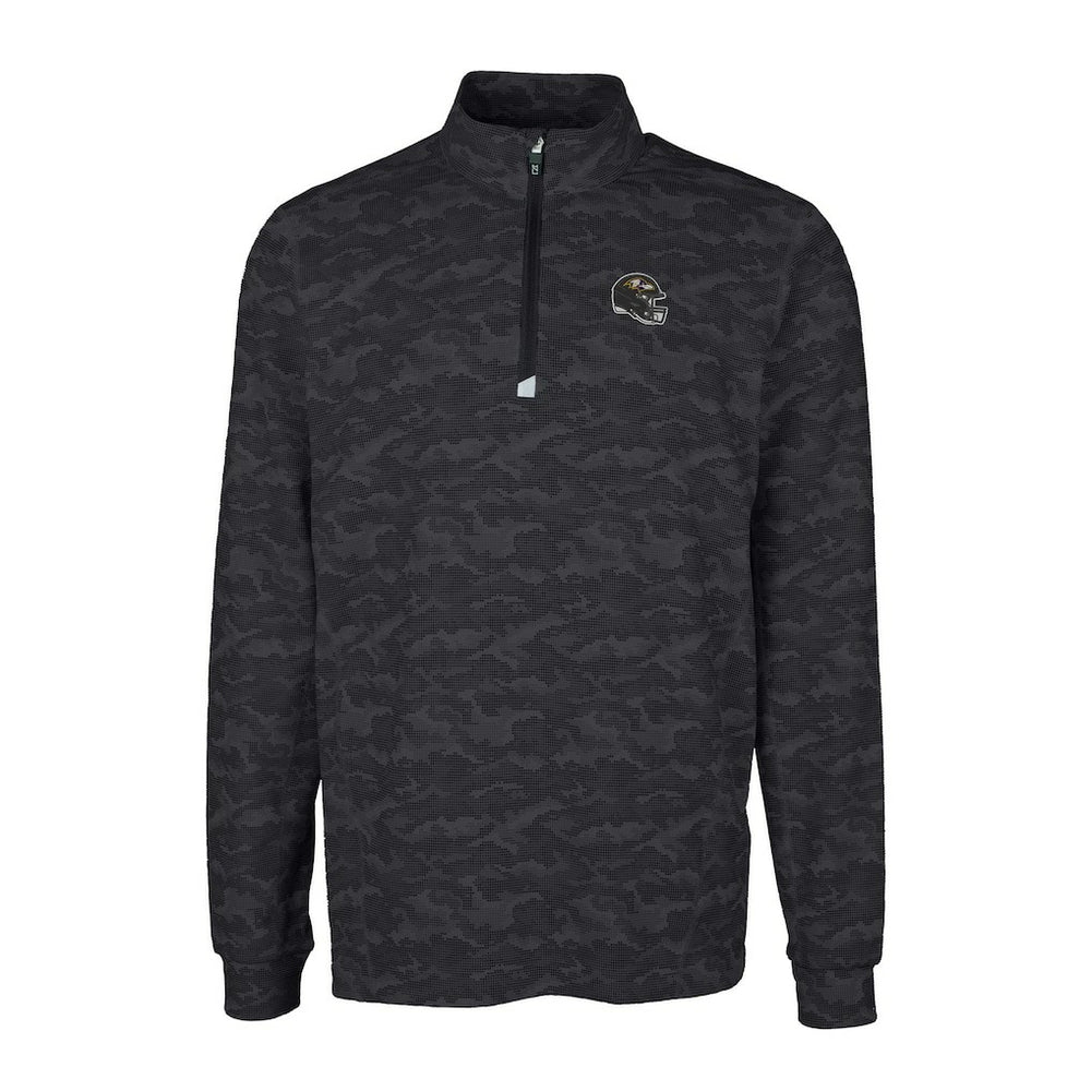 Cutter & Buck Helmet Traverse Camo Print Stretch Quarter-Zip Pullover Top - Baltimore Ravens Pullover