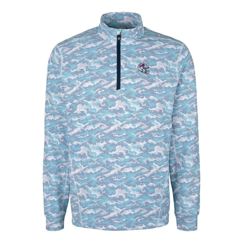 Cutter & Buck Helmet Traverse Camo Print Stretch Quarter-Zip Pullover Top - Buffalo Bills Pullover
