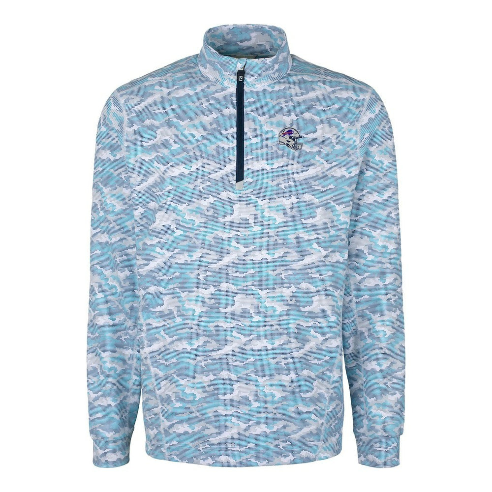 Cutter & Buck Helmet Traverse Camo Print Stretch Quarter-Zip Pullover Top - Buffalo Bills Pullover