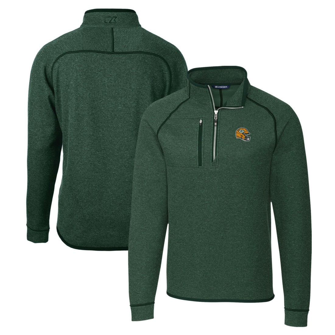 Cutter & Buck Helmet Mainsail Sweater-Knit Half-Zip Pullover Jacket - Green Bay Packers Pullover