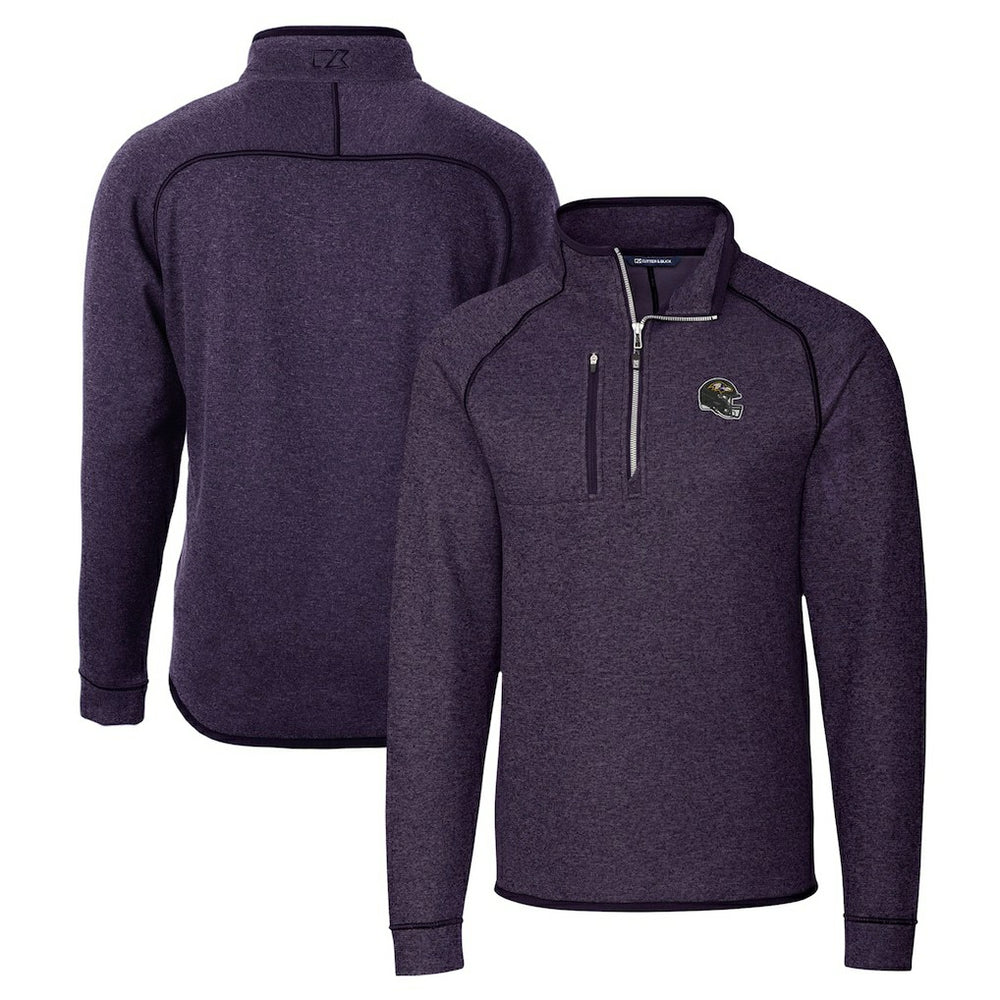 Cutter & Buck Helmet Mainsail Sweater-Knit Half-Zip Pullover Jacket - Baltimore Ravens Pullover