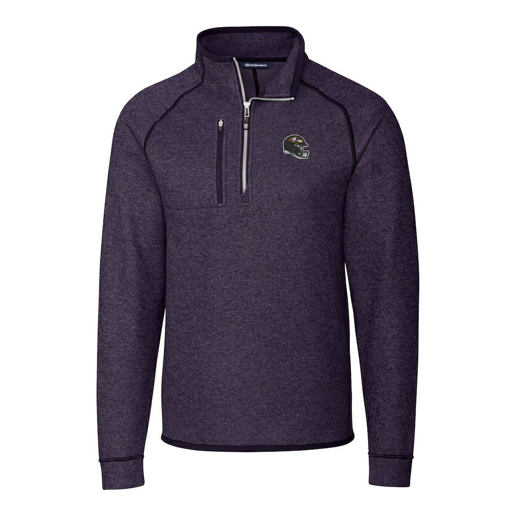 Cutter & Buck Helmet Mainsail Sweater-Knit Half-Zip Pullover Jacket - Baltimore Ravens Pullover