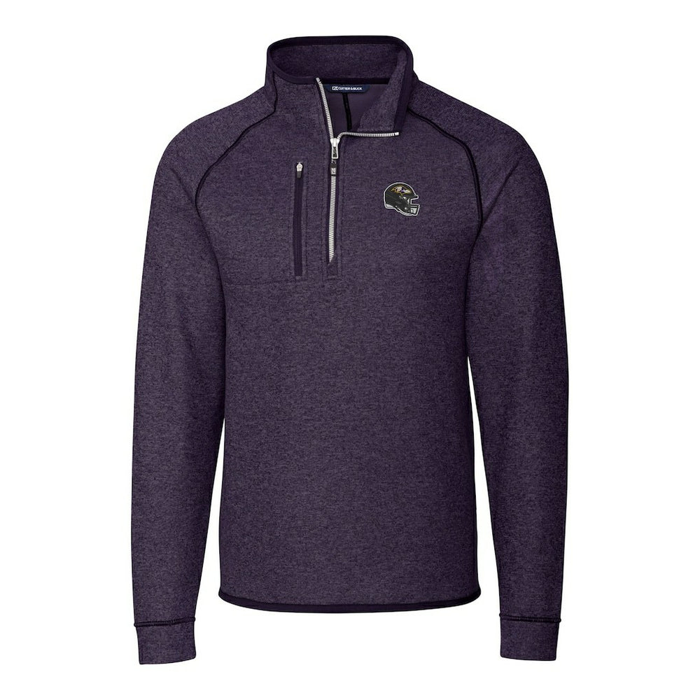 Cutter & Buck Helmet Mainsail Sweater-Knit Half-Zip Pullover Jacket - Baltimore Ravens Pullover