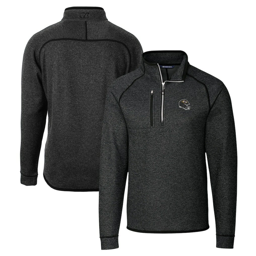 Cutter & Buck Helmet Mainsail Sweater-Knit Half-Zip Pullover Jacket - Baltimore Ravens Pullover