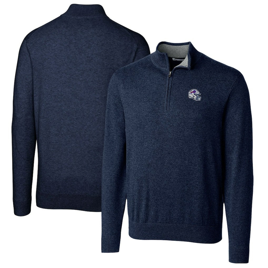 Cutter & Buck Helmet Lakemont Tri-Blend Quarter-Zip Pullover Sweater - Buffalo Bills Pullover