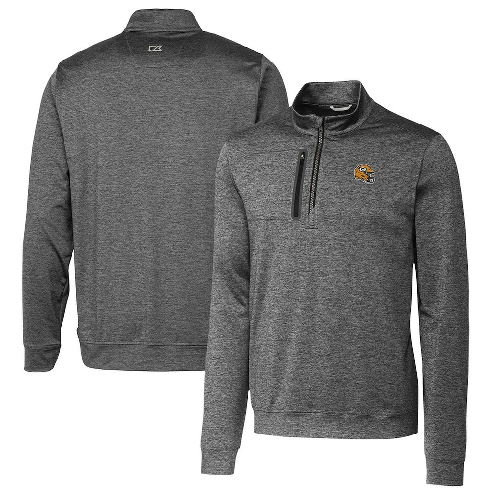 Cutter & Buck Helmet Stealth Heathered Quarter-Zip Pullover Top - Green Bay Packers Pullover