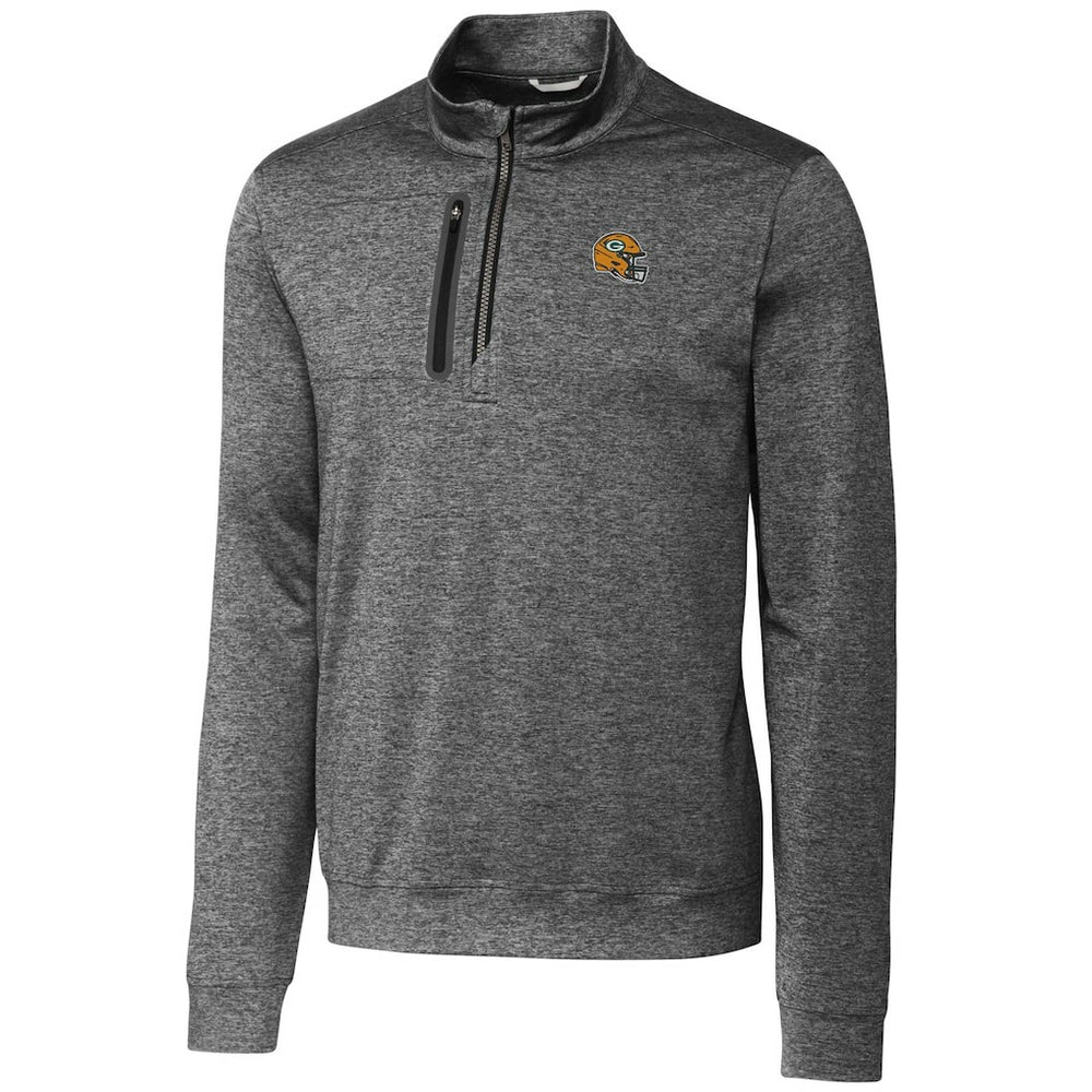 Cutter & Buck Helmet Stealth Heathered Quarter-Zip Pullover Top - Green Bay Packers Pullover