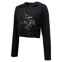 Justin Jefferson  Majestic Threads Women's Leopard Player Name & Number Long Sleeve Cropped Hoodie - Minnesota Vikings Hoodies