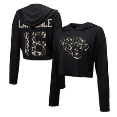 Trevor Lawrence  Majestic Threads Women's Leopard Player Name & Number Long Sleeve Cropped Hoodie - Jacksonville Jaguars Hoodies