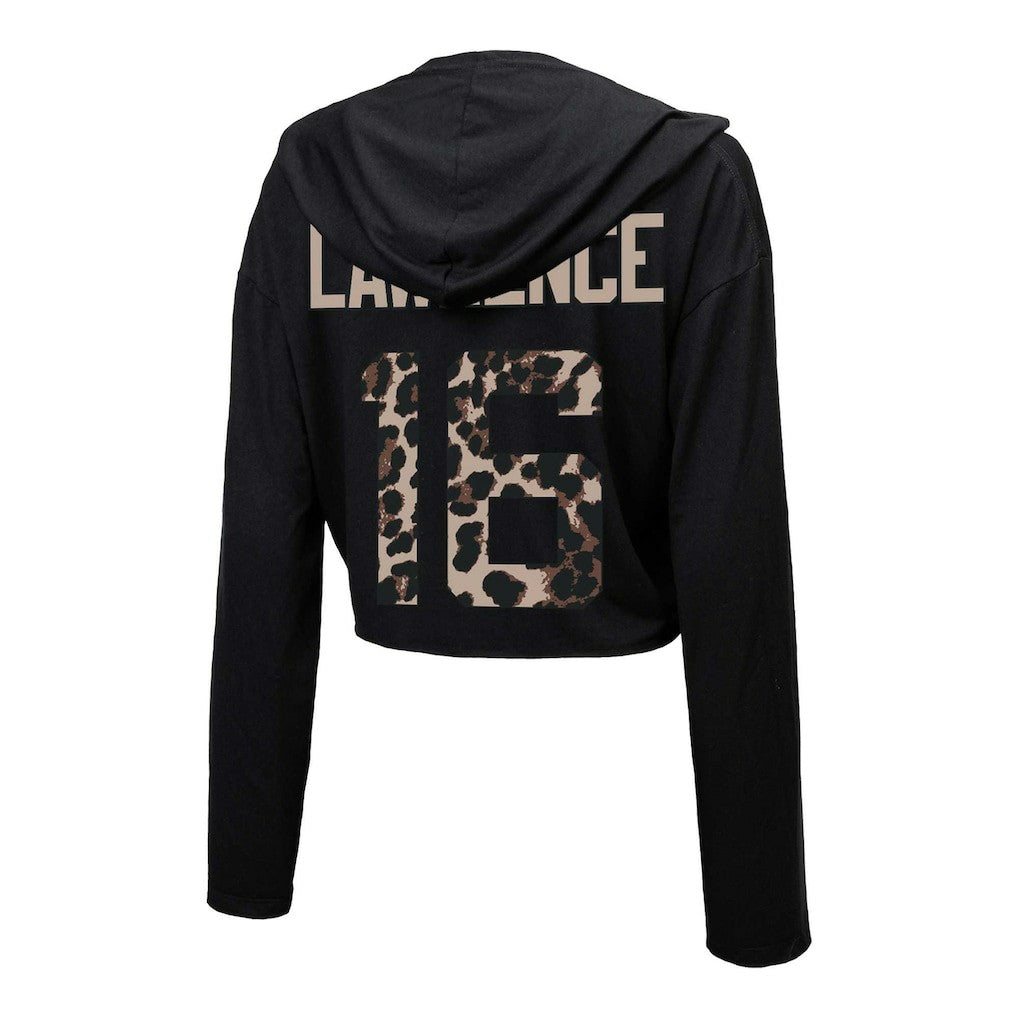 Trevor Lawrence  Majestic Threads Women's Leopard Player Name & Number Long Sleeve Cropped Hoodie - Jacksonville Jaguars Hoodies