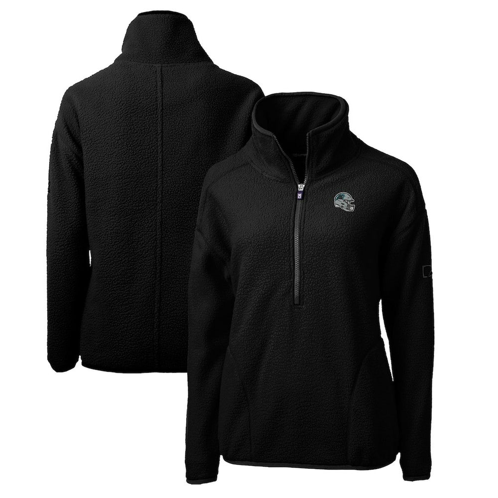 Cutter & Buck Women's Helmet Logo Cascade Eco Sherpa Fleece Half-Zip Pullover Jacket - Carolina Panthers Pullover
