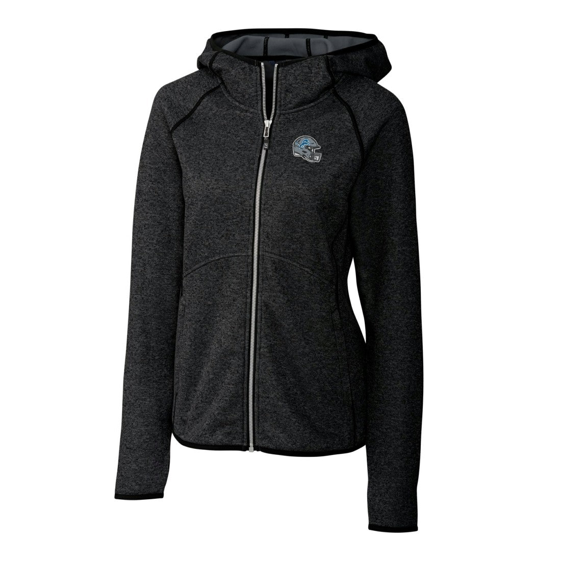Cutter & Buck Women's Helmet Logo Mainsail Sweater-Knit Full-Zip Hoodie - Detroit Lions Hoodies