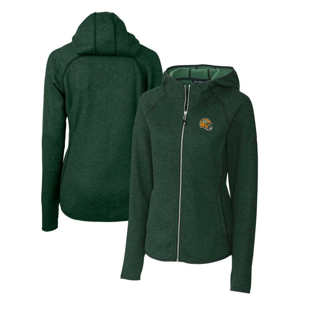 Cutter & Buck Women's Helmet Logo Mainsail Sweater-Knit Full-Zip Hoodie - Green Bay Packers Hoodies