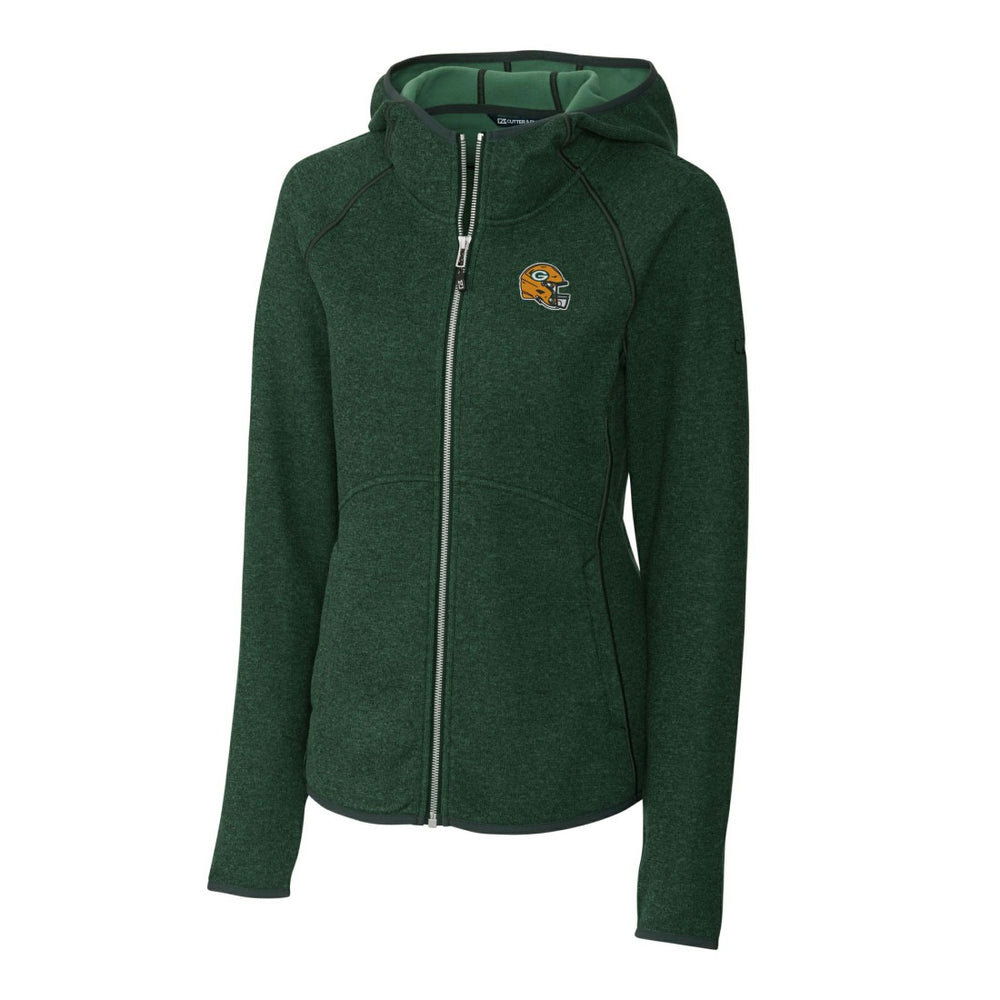 Cutter & Buck Women's Helmet Logo Mainsail Sweater-Knit Full-Zip Hoodie - Green Bay Packers Hoodies
