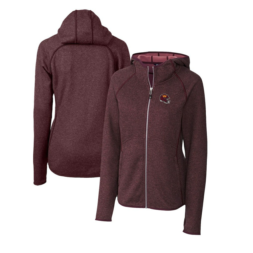 Cutter & Buck Women's Helmet Logo Mainsail Sweater-Knit Full-Zip Hoodie - Washington Commanders Hoodies