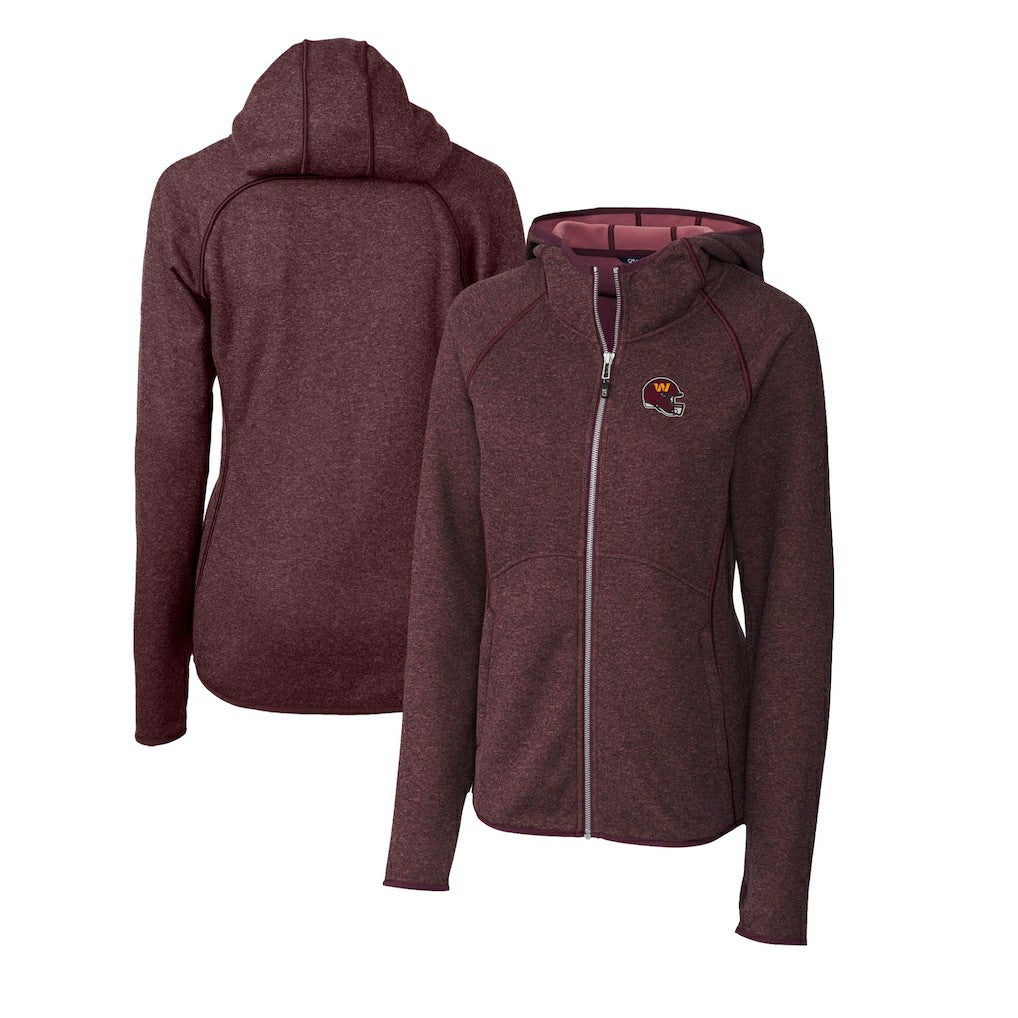 Cutter & Buck Women's Helmet Logo Mainsail Sweater-Knit Full-Zip Hoodie - Washington Commanders Hoodies