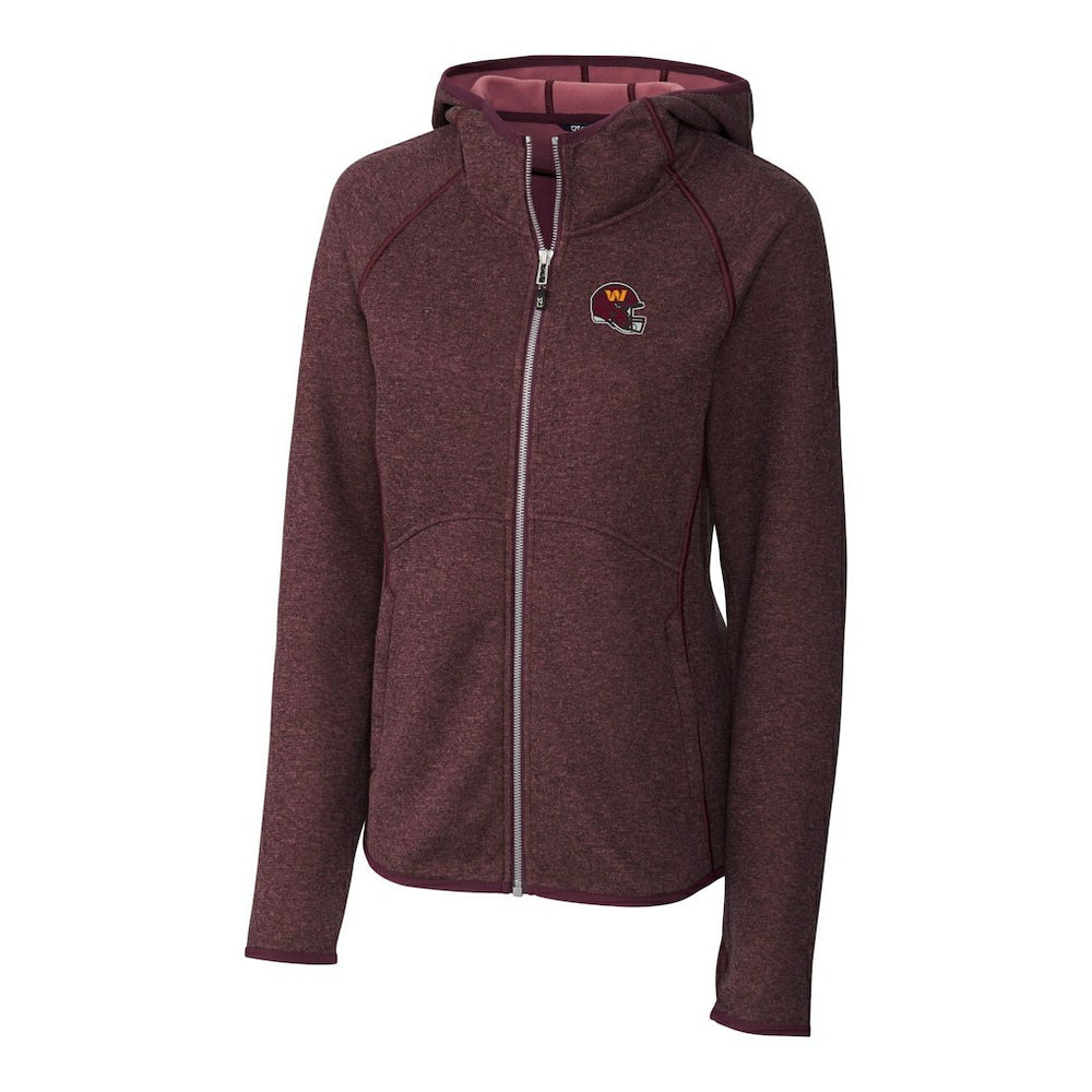 Cutter & Buck Women's Helmet Logo Mainsail Sweater-Knit Full-Zip Hoodie - Washington Commanders Hoodies