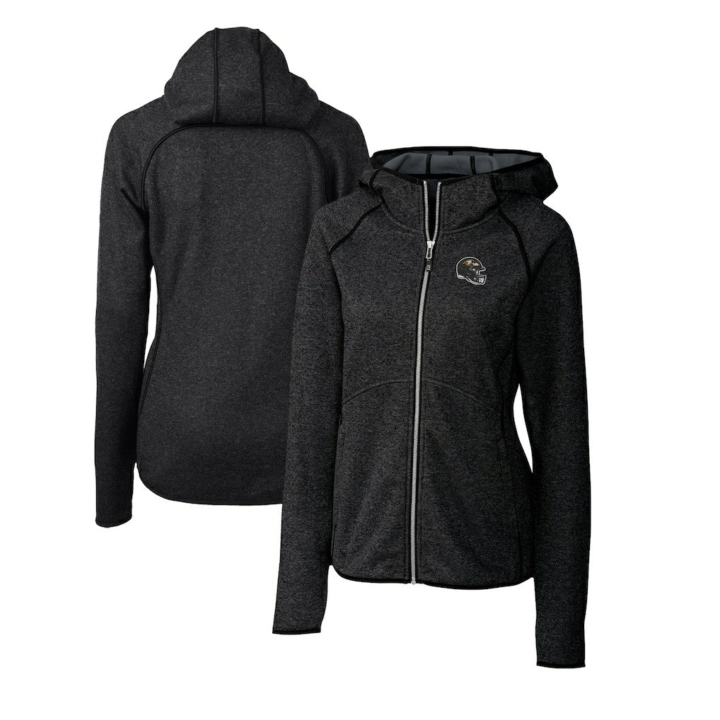 Cutter & Buck Women's Helmet Logo Mainsail Sweater-Knit Full-Zip Hoodie - Baltimore Ravens Hoodies