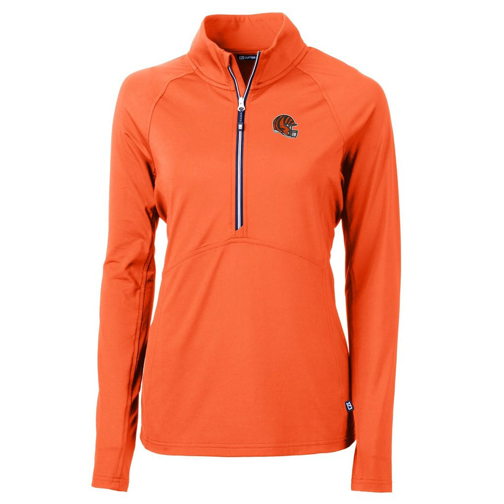 Cutter & Buck Women's Helmet Logo Adapt Eco Knit Stretch Recycled Half-Zip Pullover Top - Cincinnati Bengals Pullover