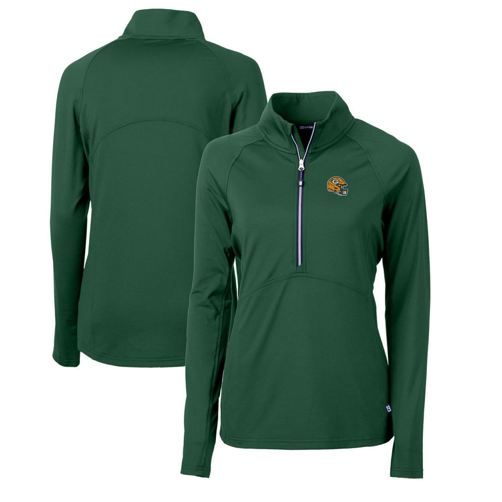 Cutter & Buck Women's Helmet Logo Adapt Eco Knit Stretch Recycled Half-Zip Pullover Top - Green Bay Packers Pullover