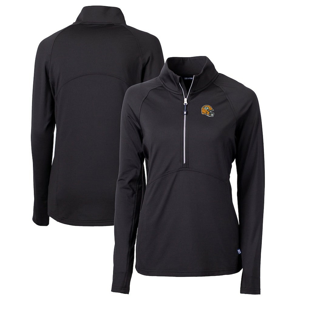 Cutter & Buck Women's Helmet Logo Adapt Eco Knit Stretch Recycled Half-Zip Pullover Top - Green Bay Packers Pullover