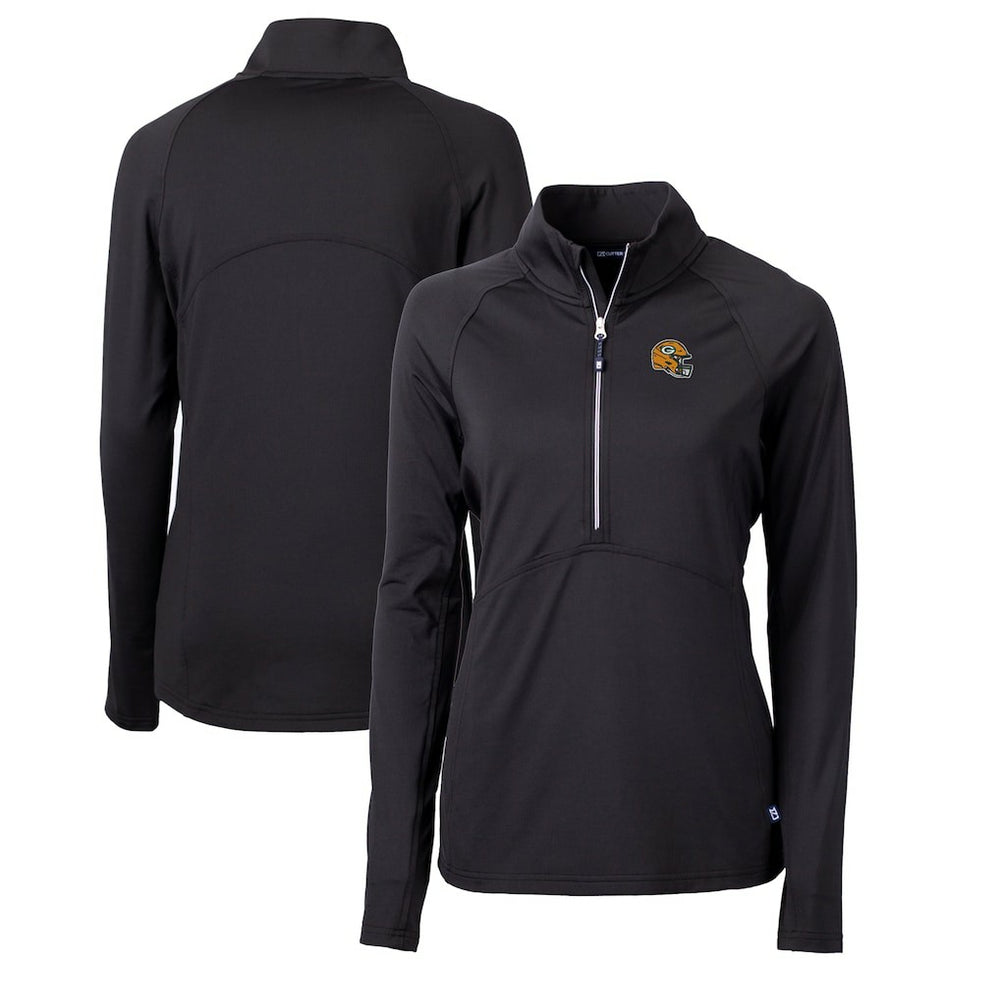 Cutter & Buck Women's Helmet Logo Adapt Eco Knit Stretch Recycled Half-Zip Pullover Top - Green Bay Packers Pullover