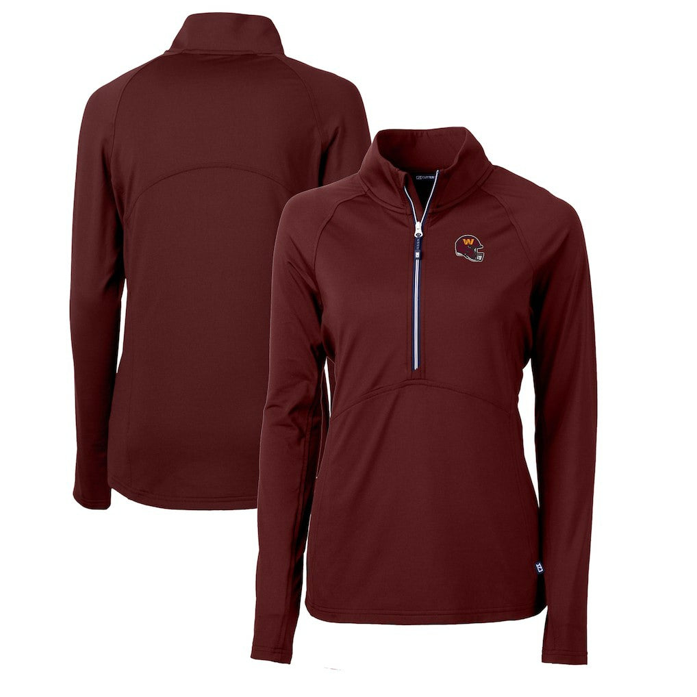 Cutter & Buck Women's Helmet Logo Adapt Eco Knit Stretch Recycled Half-Zip Pullover Top - Washington Commanders Pullover