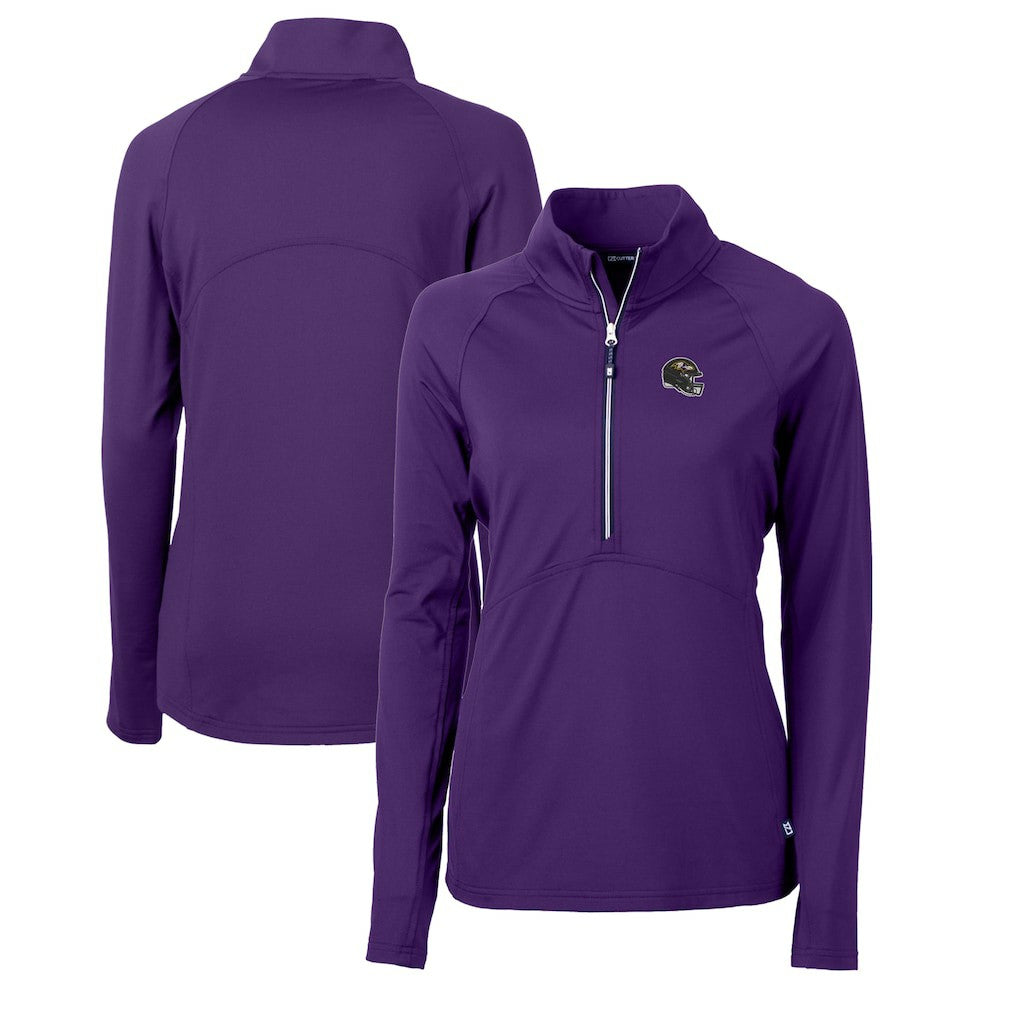 Cutter & Buck Women's Helmet Logo Adapt Eco Knit Stretch Recycled Half-Zip Pullover Top - Baltimore Ravens Pullover