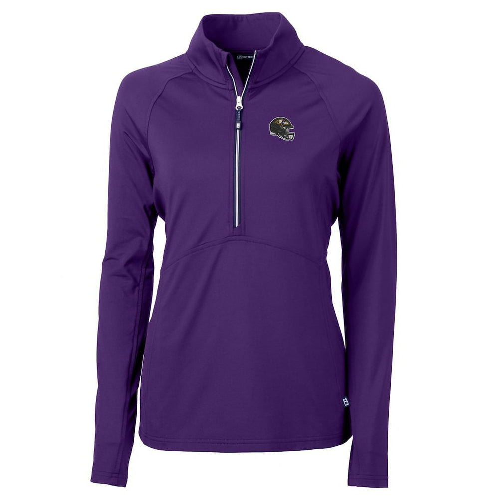 Cutter & Buck Women's Helmet Logo Adapt Eco Knit Stretch Recycled Half-Zip Pullover Top - Baltimore Ravens Pullover