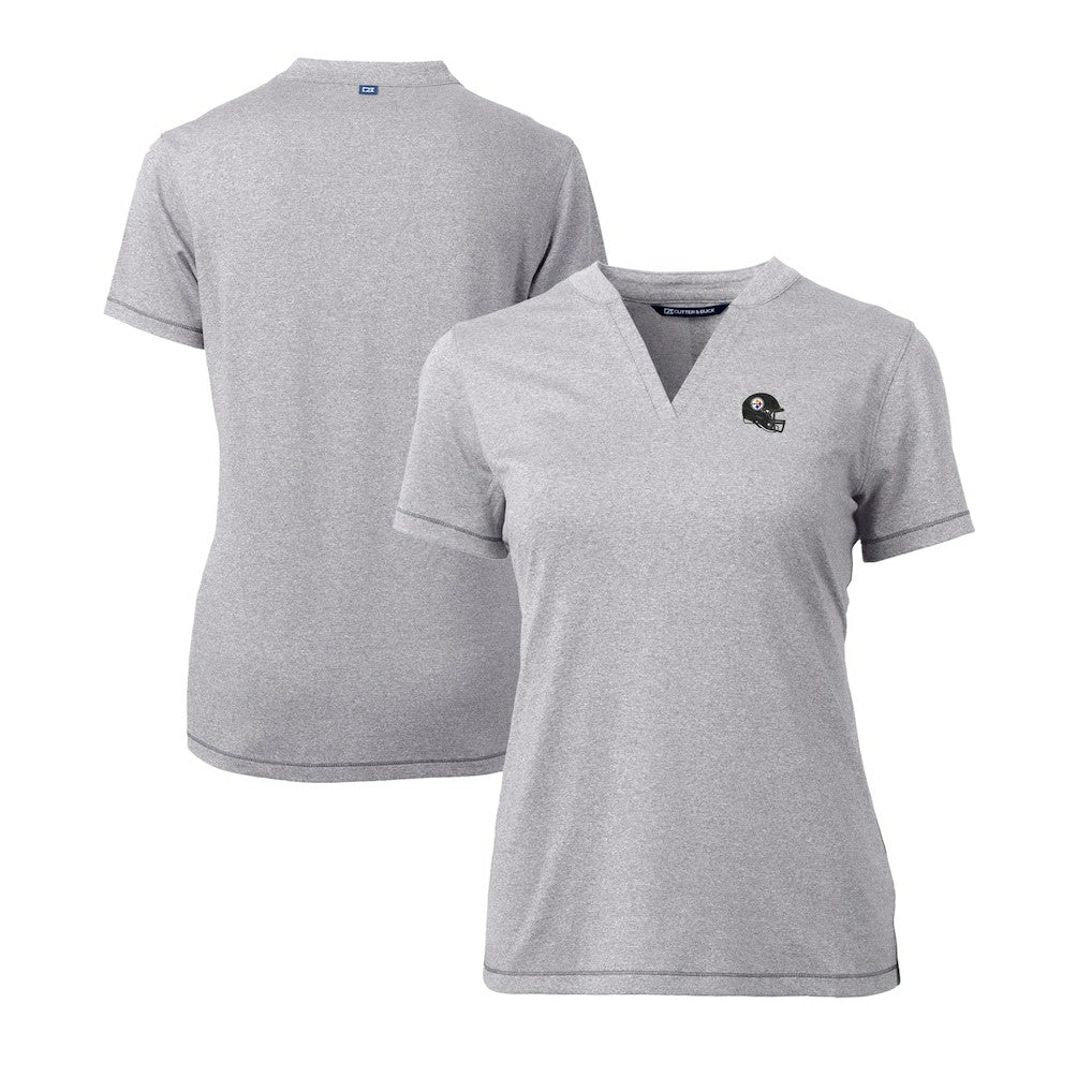 Cutter & Buck Women's Helmet Logo DryTec Forge Stretch V-Neck Blade Top - Pittsburgh Steelers Tops