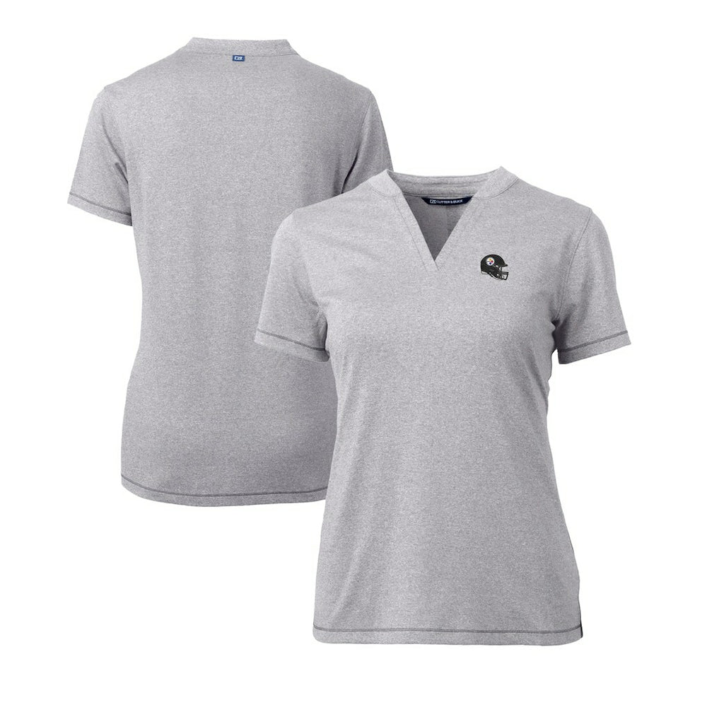 Cutter & Buck Women's Helmet Logo DryTec Forge Stretch V-Neck Blade Top - Pittsburgh Steelers Tops