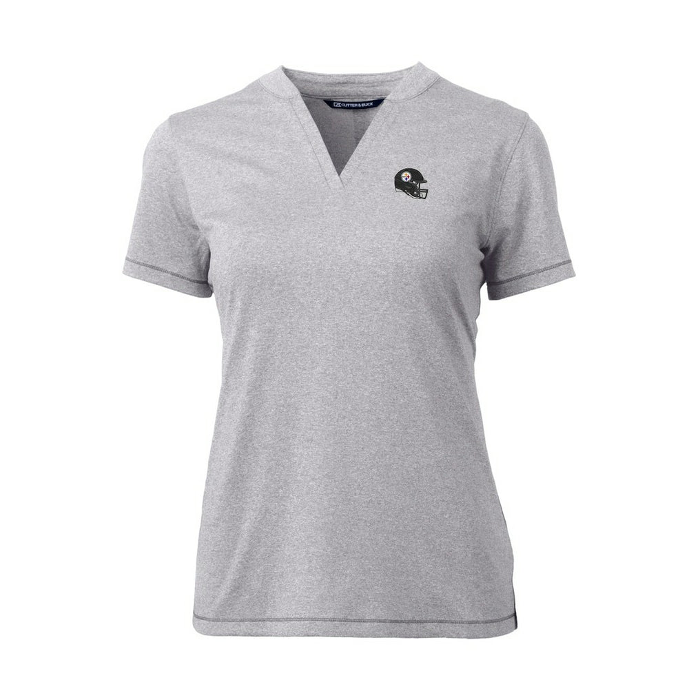 Cutter & Buck Women's Helmet Logo DryTec Forge Stretch V-Neck Blade Top - Pittsburgh Steelers Tops
