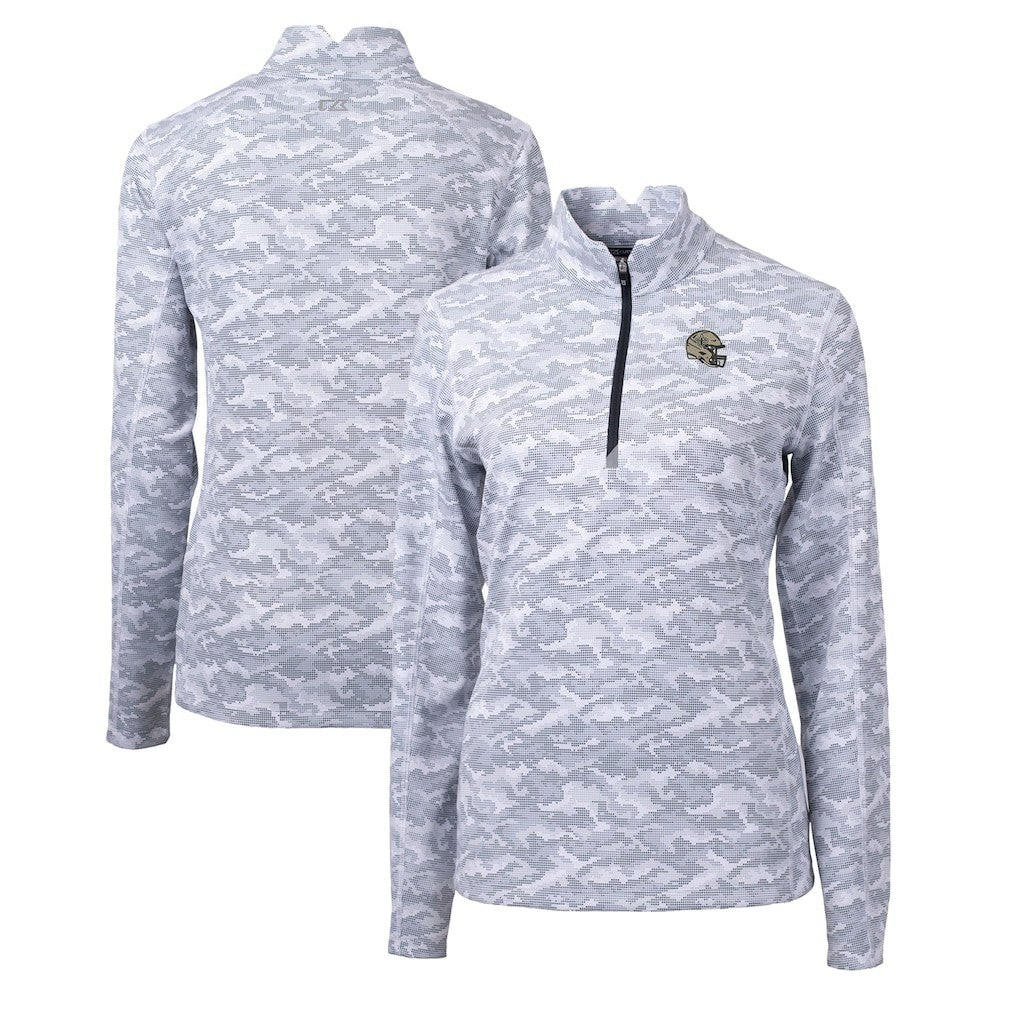Cutter & Buck Women's Helmet Logo Traverse Camo Print Stretch Quarter-Zip Pullover Top - New Orleans Saints Pullover