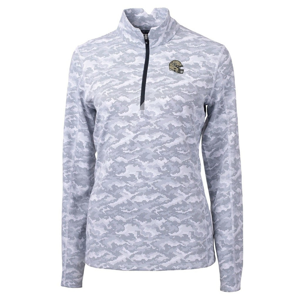 Cutter & Buck Women's Helmet Logo Traverse Camo Print Stretch Quarter-Zip Pullover Top - New Orleans Saints Pullover