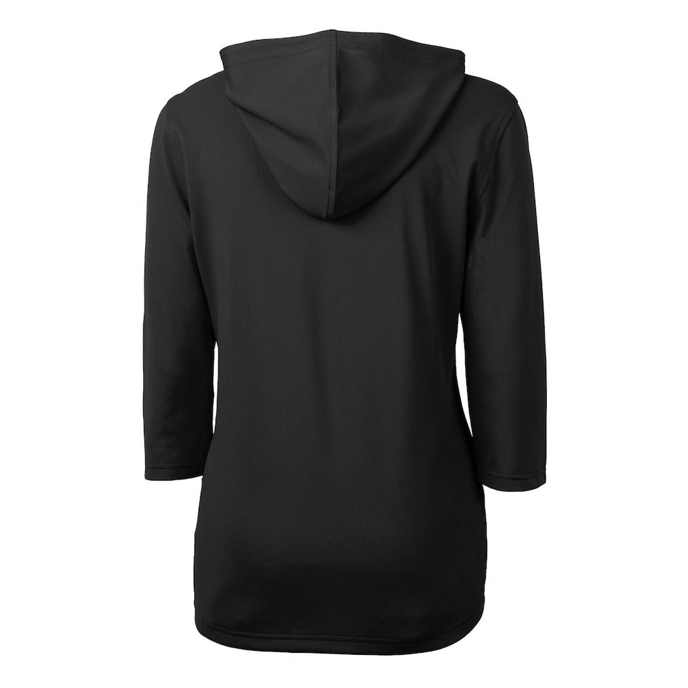 Cutter & Buck Women's Helmet Logo DryTec Virtue Eco Pique Recycled 3/4-Sleeve Half-Zip Pullover Hoodie - Carolina Panthers Hoodies