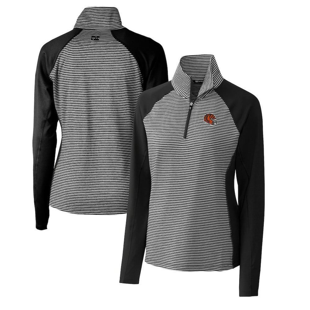 Cutter & Buck Women's Helmet Logo DryTec Forge Tonal Stripe Stretch Half-Zip Top - Cincinnati Bengals Tops