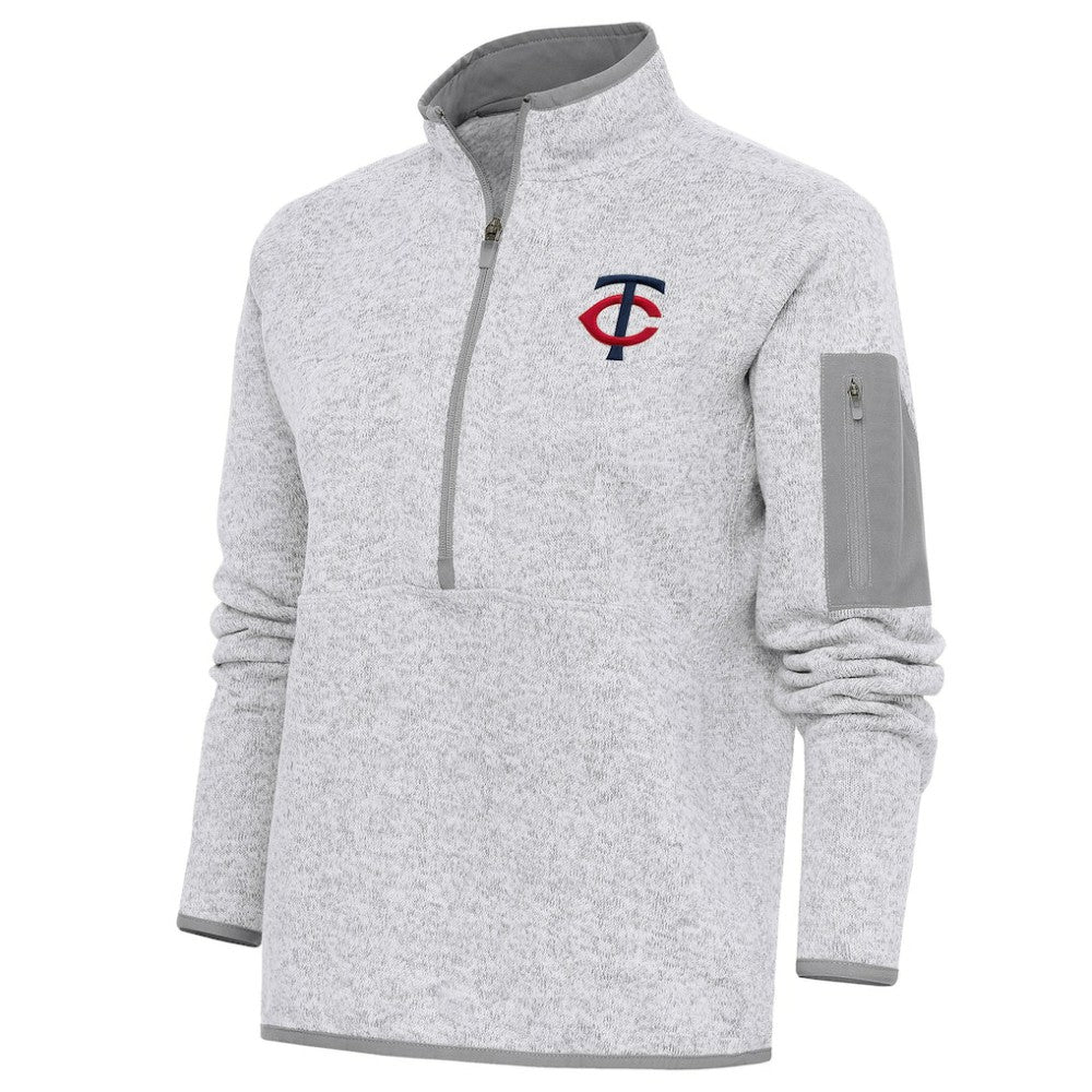 Heather Gray Minnesota Twins Antigua Women's Fortune Quarter-Zip Pullover Jacket