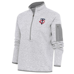Heather Gray Minnesota Twins Antigua Women's Fortune Quarter-Zip Pullover Jacket