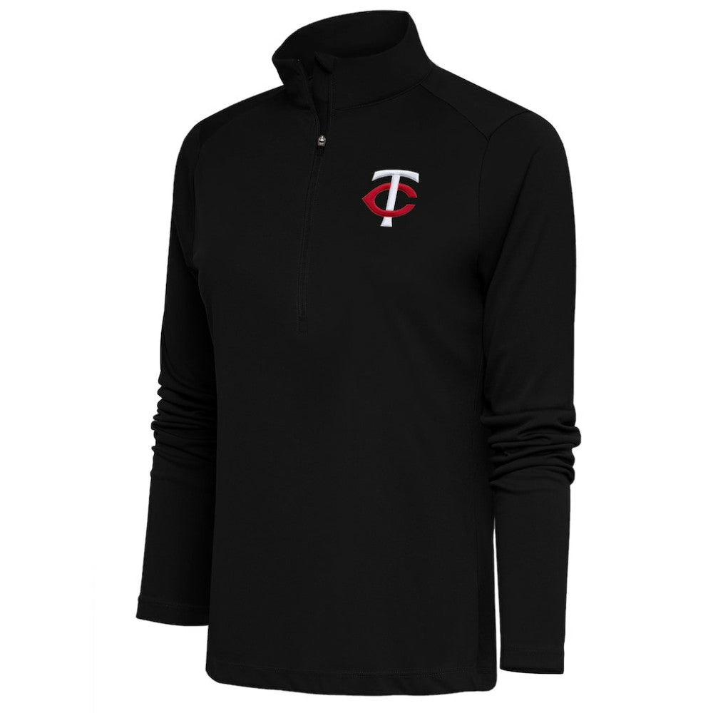 Black Minnesota Twins Antigua Women's Tribute Half-Zip Pullover Top