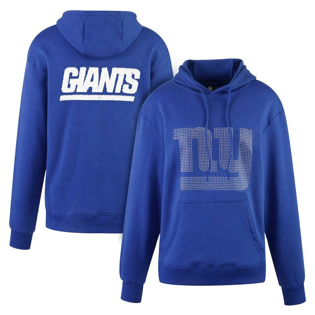 Cuce Women's Rhinestone Logo Wordmark Pullover Hoodie - New York Giants Hoodies