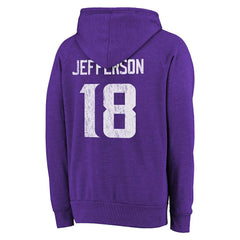 Justin Jefferson  Majestic Threads Name & Number Tri-Blend Pullover Hoodie - Minnesota Vikings Hoodies
