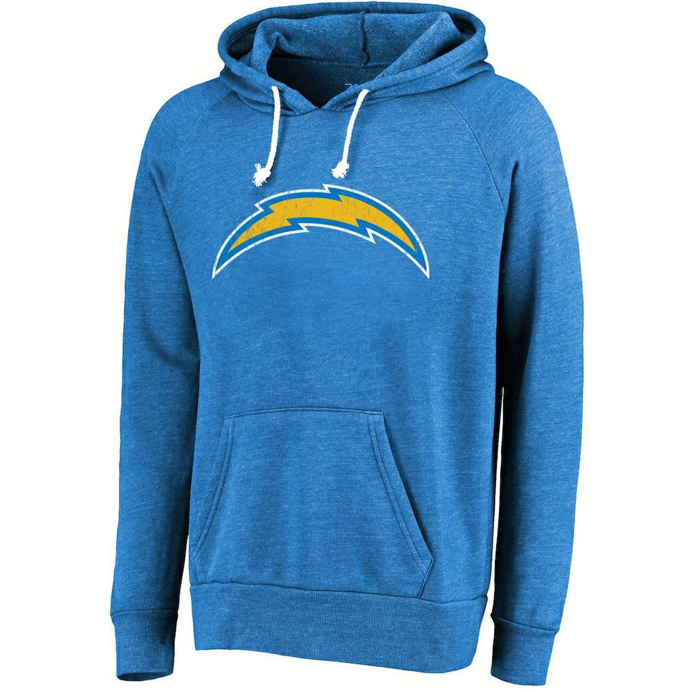Justin Herbert  Majestic Threads Name & Number Tri-Blend Pullover Hoodie - Los Angeles Chargers Hoodies