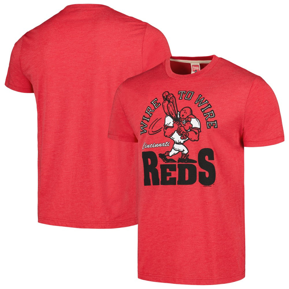 Red Cincinnati Reds Homage Doodle Collection Wire to Wire Tri-Blend T-Shirt